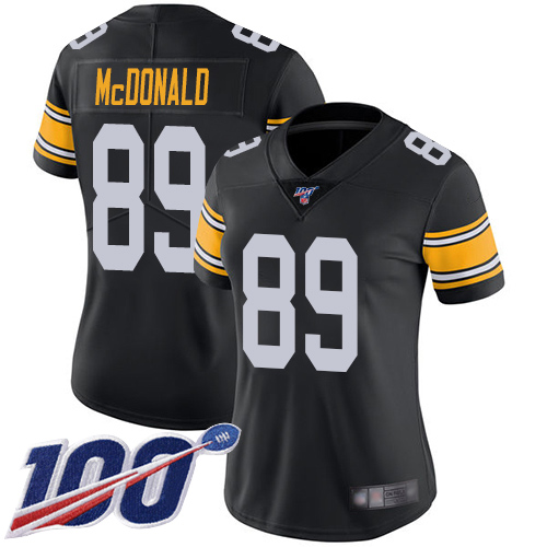 Women Pittsburgh Steelers Football 89 Limited Black Vance McDonald Alternate 100th Season Vapor Untouchable Nike NFL Jersey